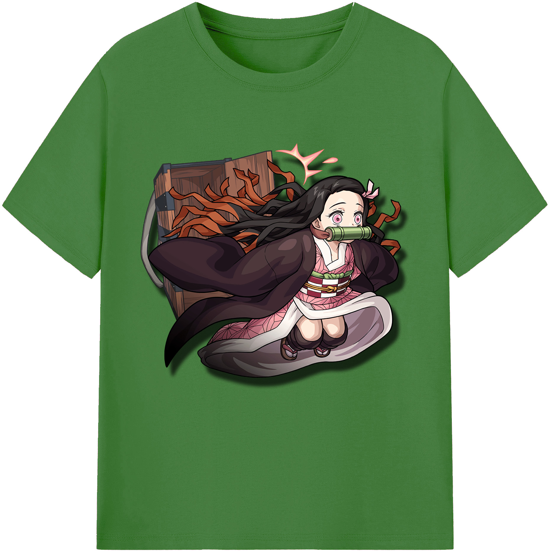 （画像用） 鬼滅の刃（きめつのやいば）竈門 禰󠄀豆子／かまど ねずこ Kamado Nezuko レディースカジュアルプリントTシャツ（綿100％）